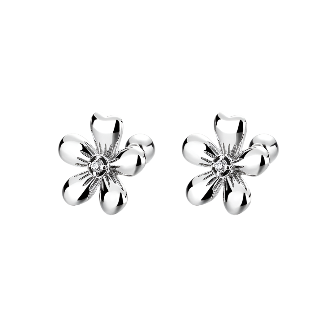 Pendientes Plata s925 flor de cinco pétalos