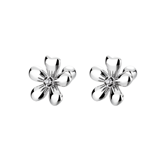 Pendientes Plata s925 flor de cinco pétalos
