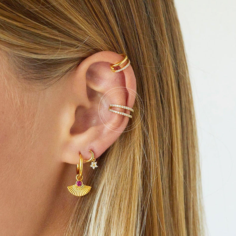 Pendientes de Aguja de Plata con doble Circonita