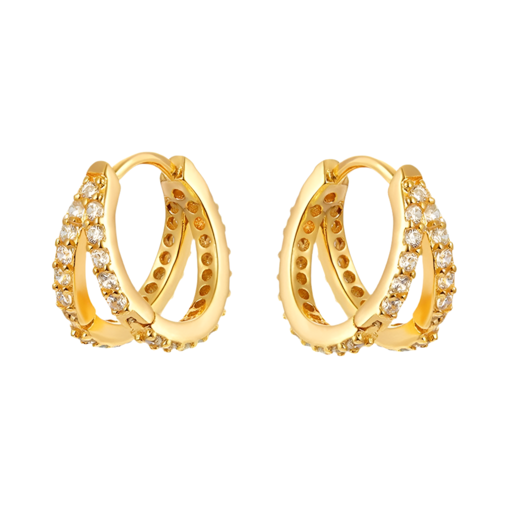 Pendientes de Aguja de Plata con doble Circonita