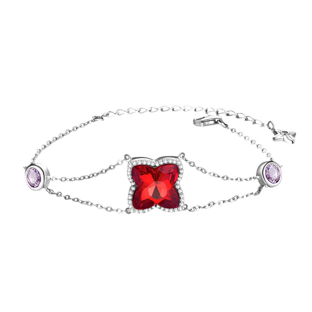 Pulsera Plata Ley S925 Circonio Rojo