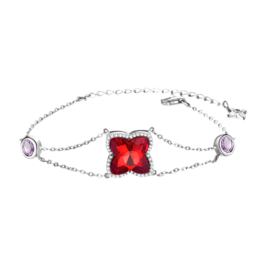Pulsera Plata Ley S925 Circonio Rojo