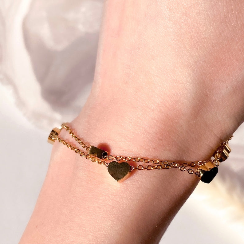 Pulsera Acero Corazones