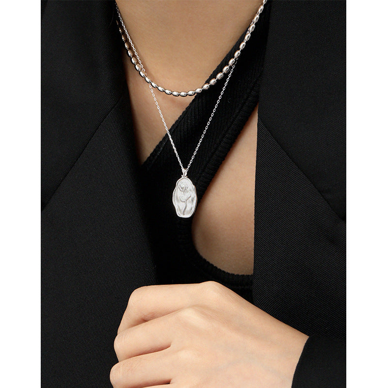 Colgante Plata s925 Rosa Elipse