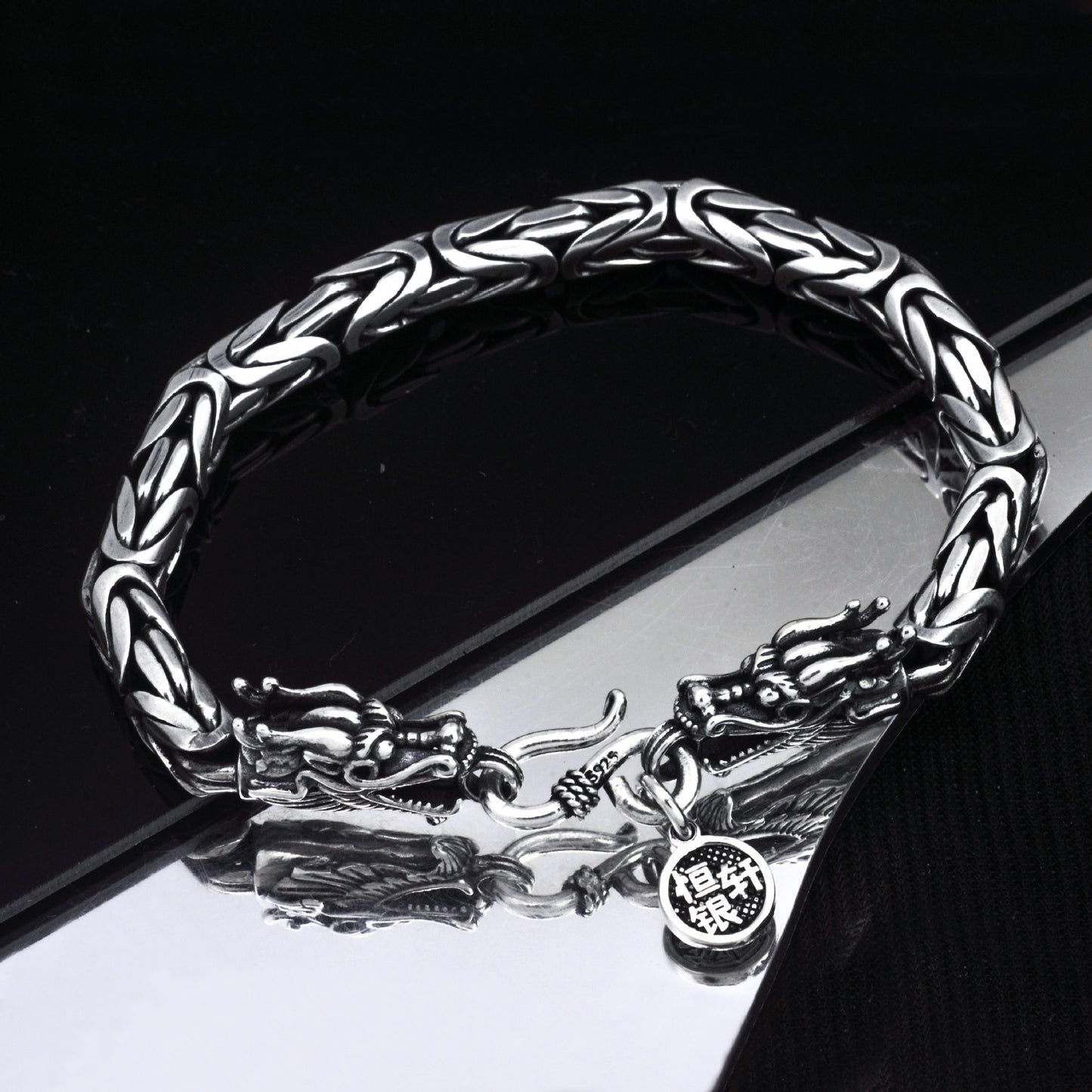 Pulsera De Diseño Dragón Plata S925