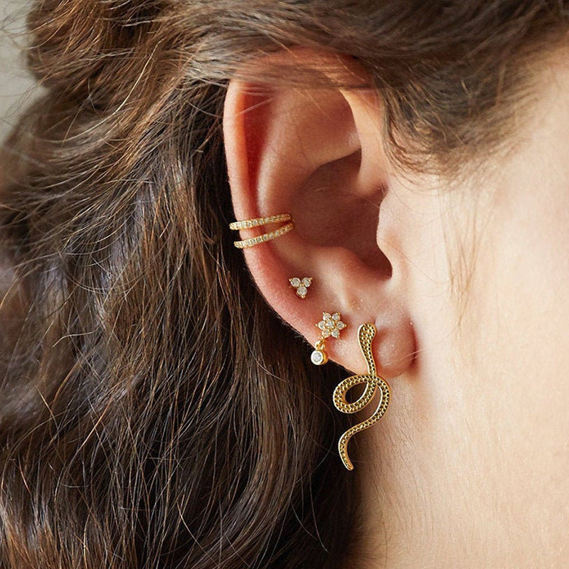 Pendientes de Aguja de Plata con doble Circonita