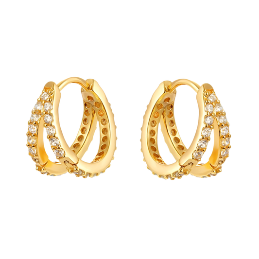 Pendientes de Aguja de Plata con doble Circonita