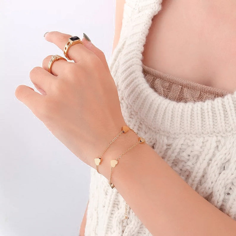 Pulsera Acero Corazones